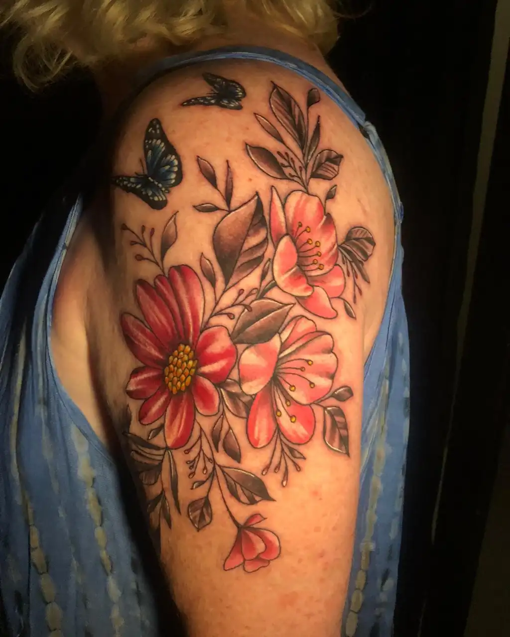 Bloom & Butterflies Upper Arm Tattoos for Women