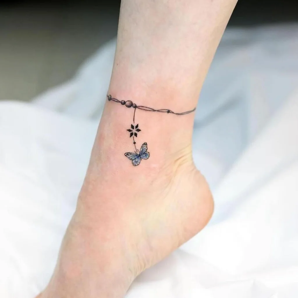 Butterfly Charm Ankle Tattoos for Women