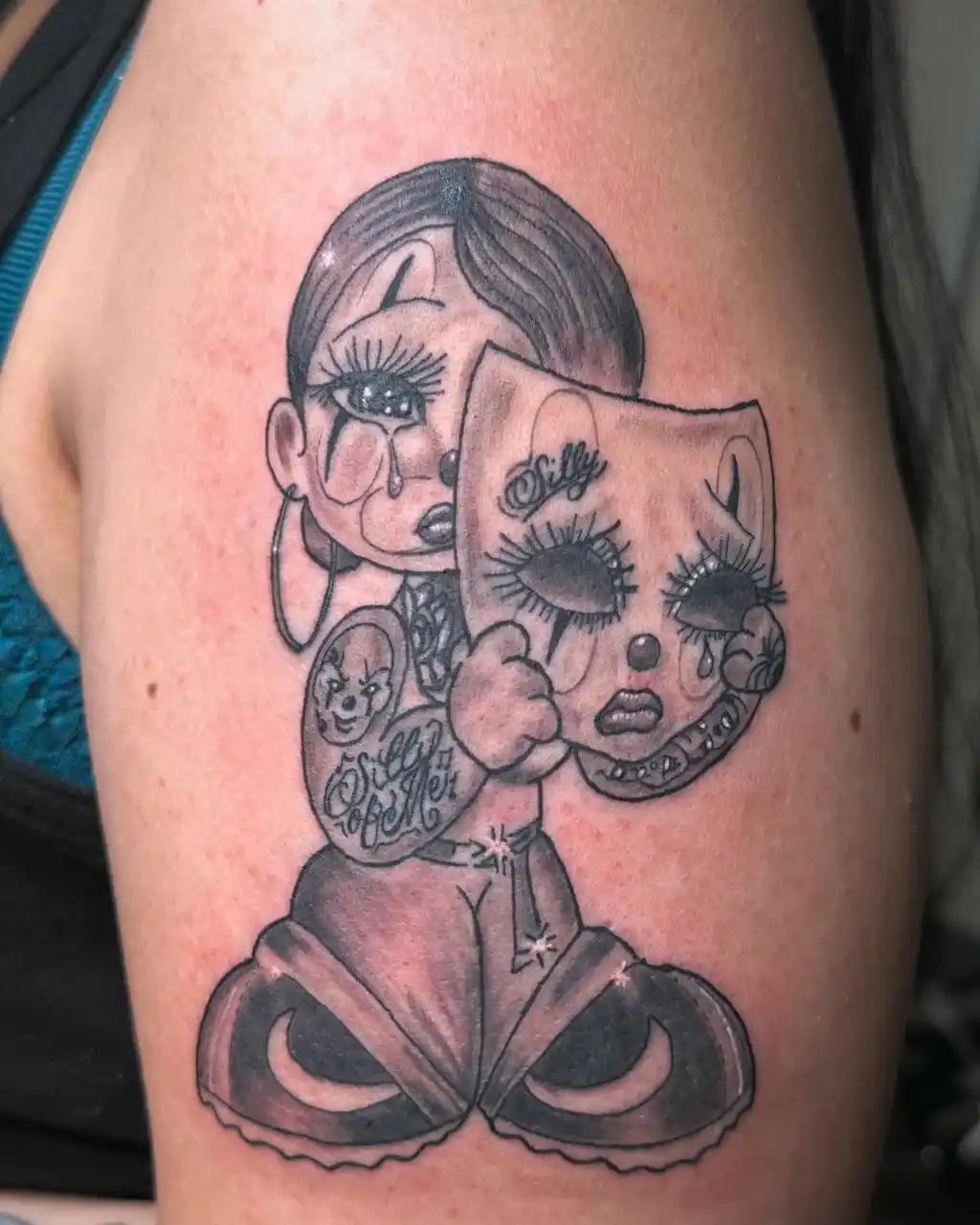 Masked Girl Arm Tattoos for Women