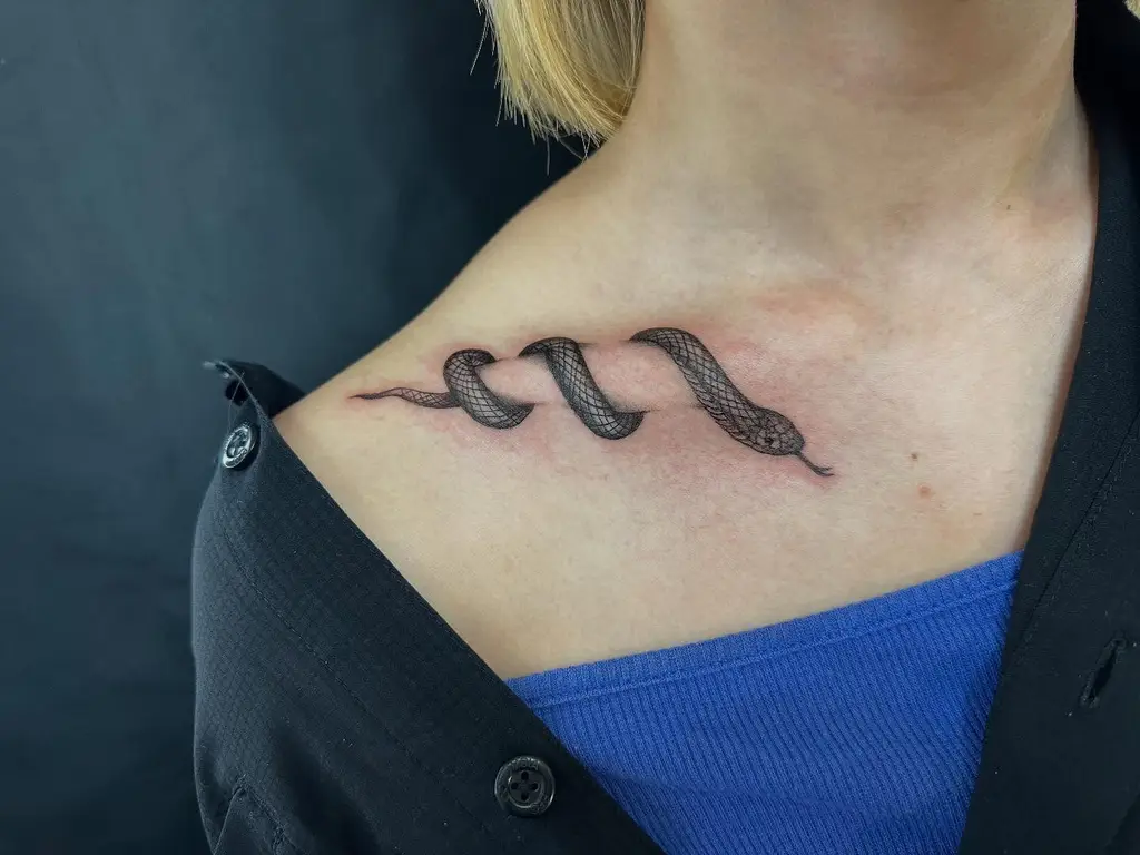 Snake Wrap Collarbone Tattoos for Women