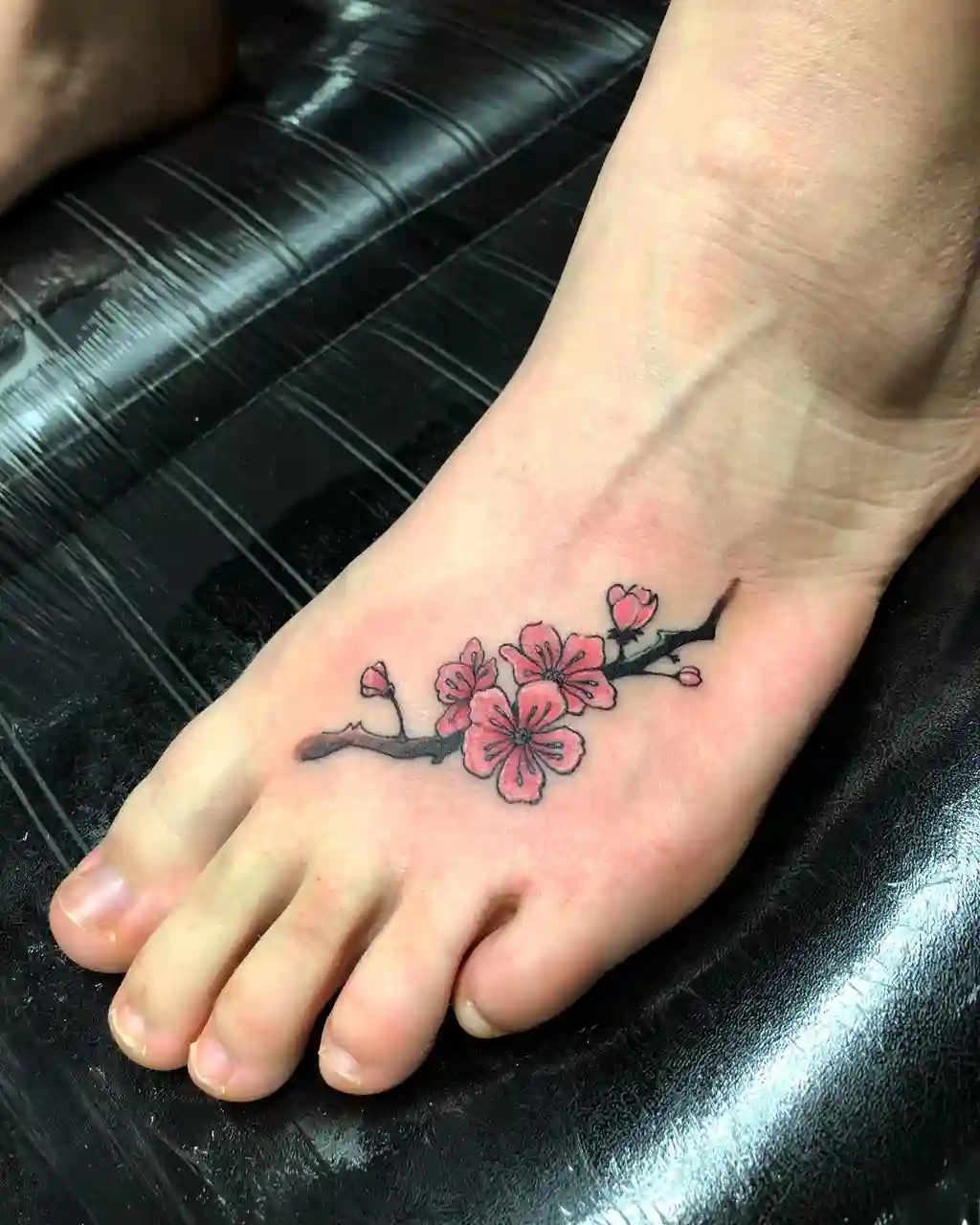 Cherry Blossom Branch Foot Tattoos for Women