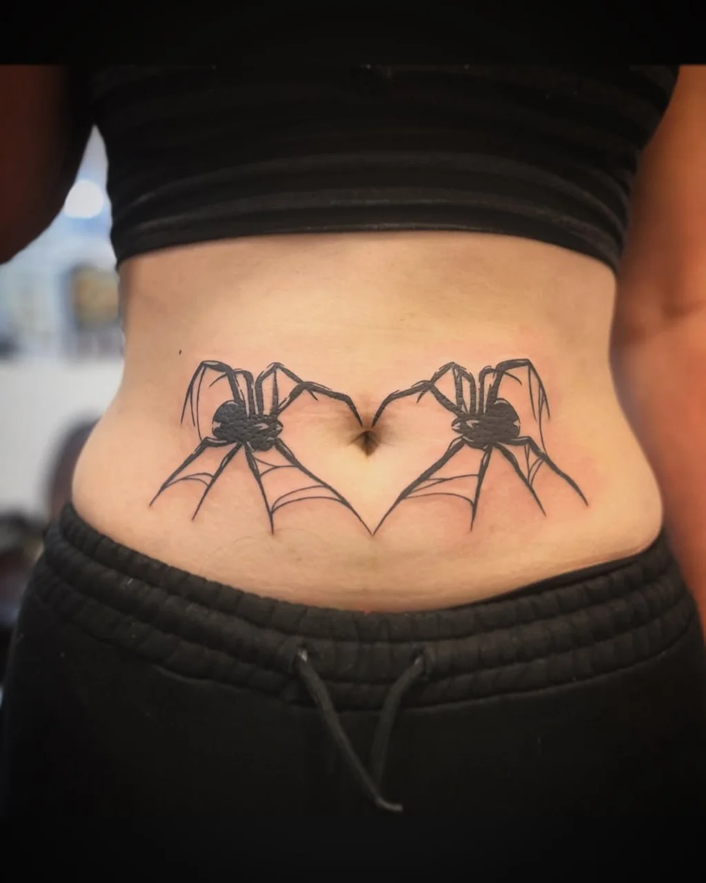 Spider Heart Design Stomach Tattoos Women