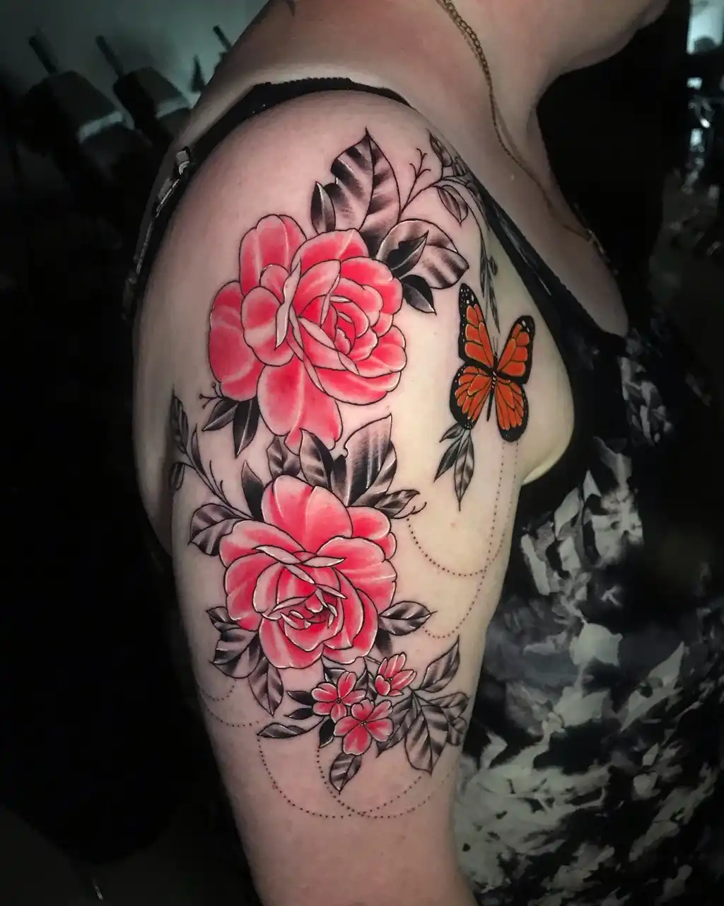 Rose Dance Upper Arm Tattoos for Women