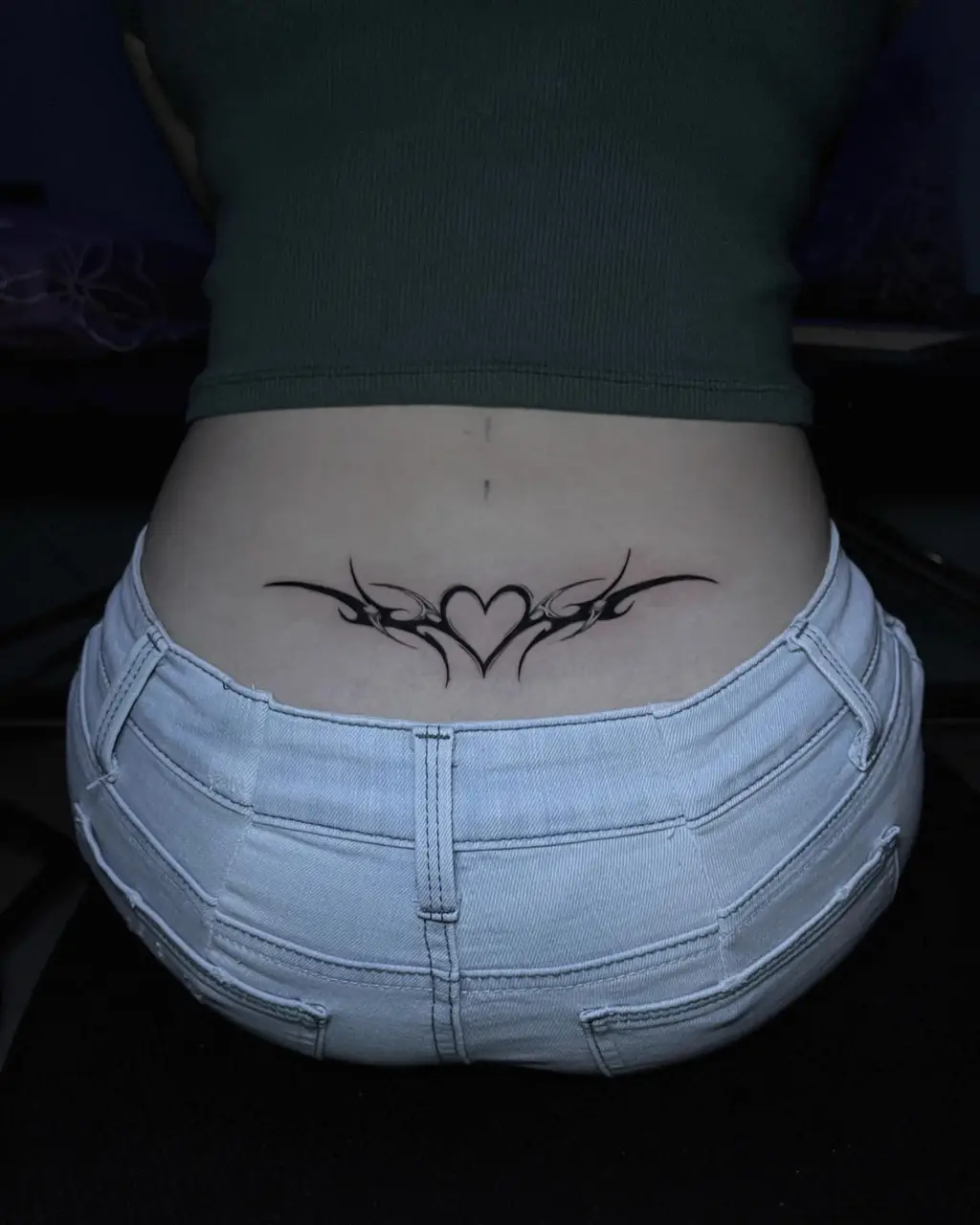 Lower Back Tribal Heart Tattoo
