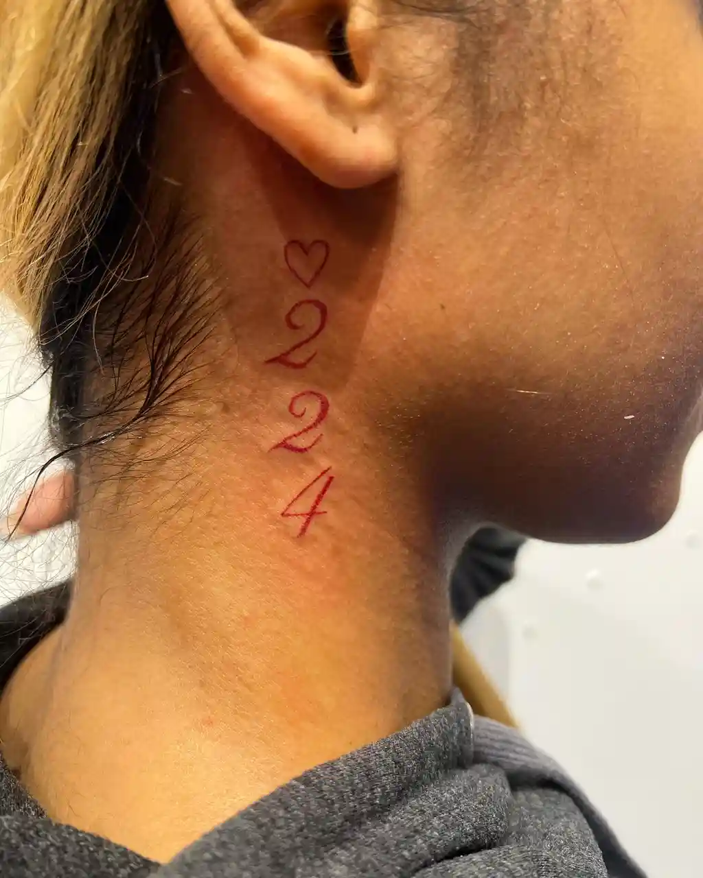 Number Neck Tattoo Women