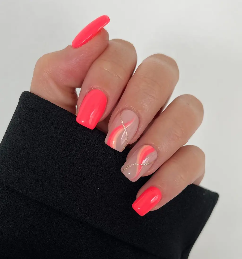 Neon Wave Summer Nails