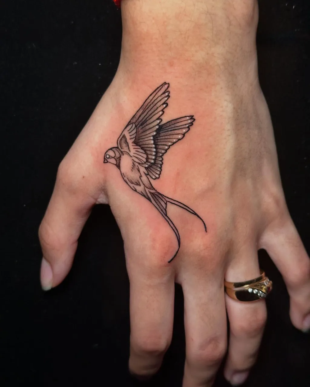 Flying Sparrow Hand Tattoos for Women