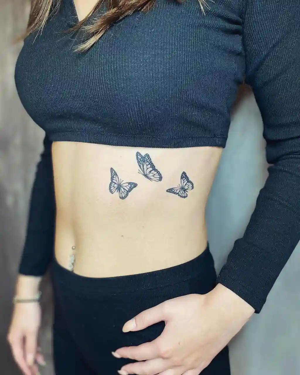 Flying Butterflies Rib Tattoos for Women
