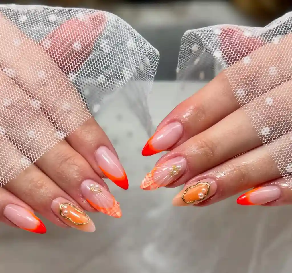 Sunset Shell Summer Nails