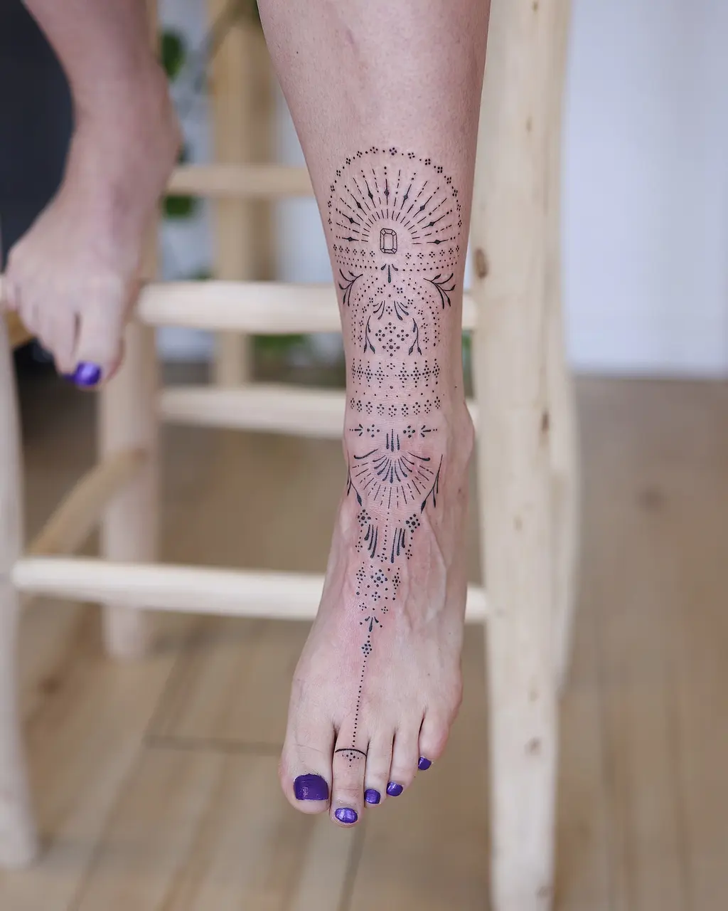 Geometric Mandala Ankle Tattoos for Women