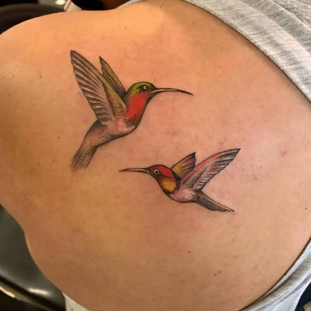 Hummingbird Back Shoulder Tattoos for Women