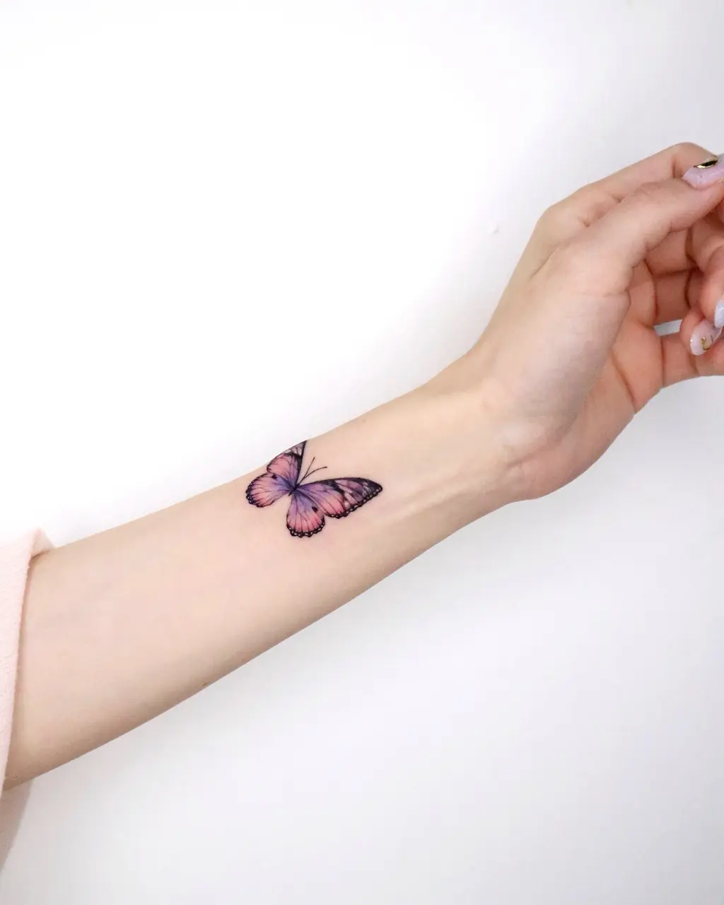 Pink Butterfly Grace Wrist Tattoo for Women