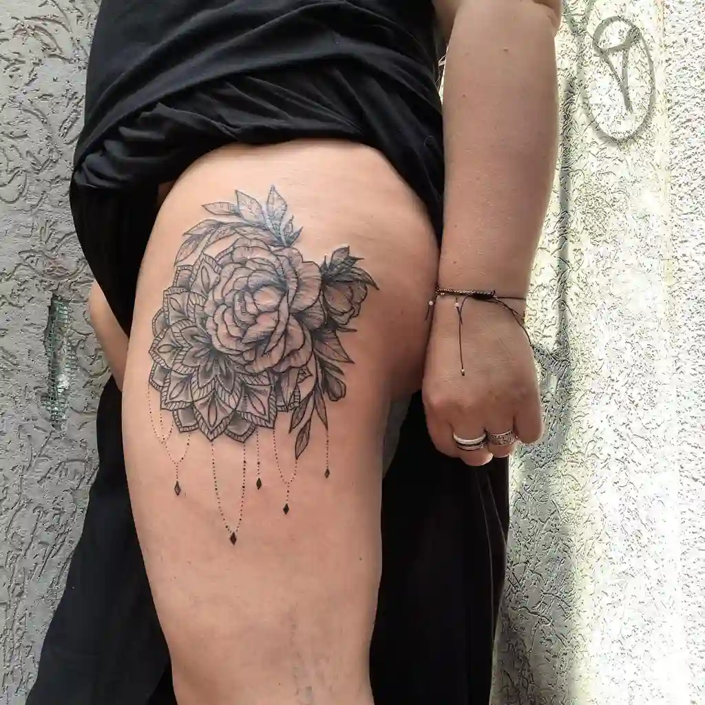 Mandala Floral Blend Hip Tattoos Women