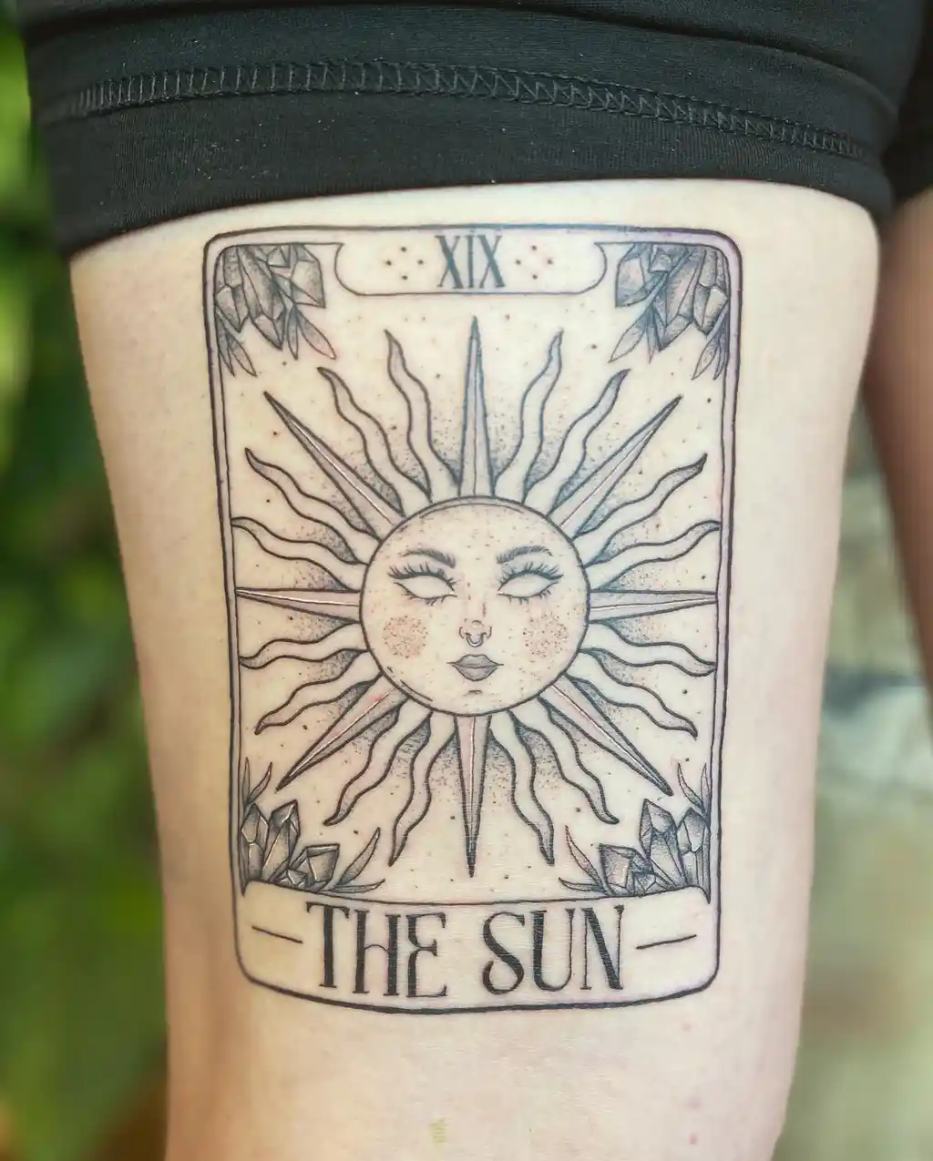 The Sun Thigh Tattoos for Women
