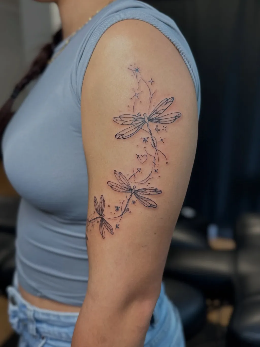 Dragonfly Magic Upper Arm Tattoos for Women