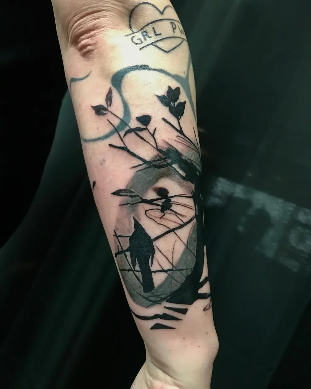 Silhouette Forest Arm Tattoos for Women