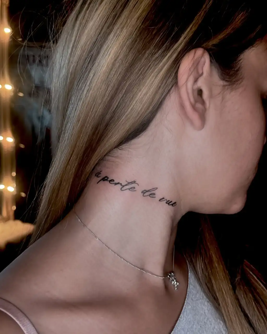 Script Neck Tattoo Women