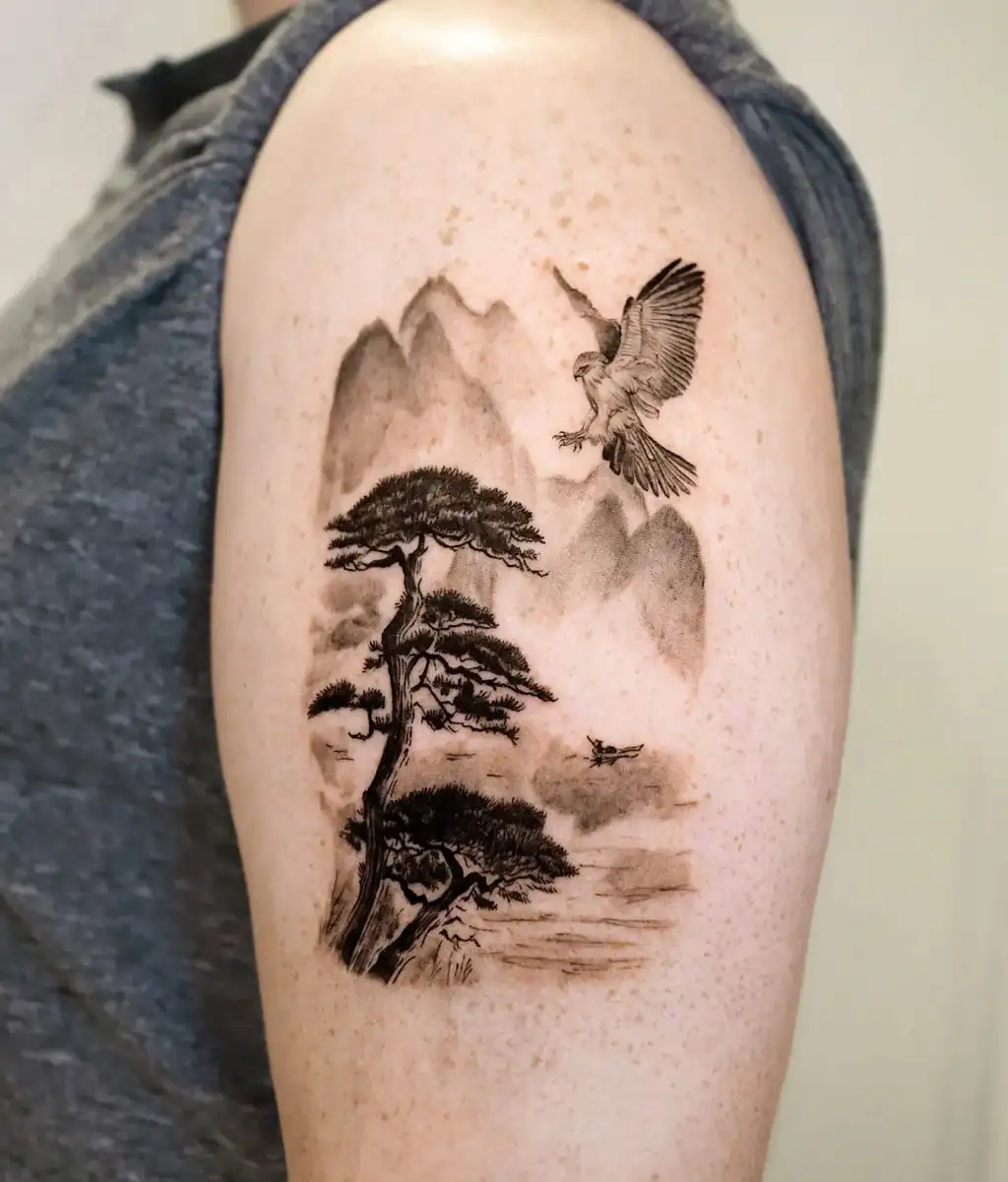 Nature Escape Upper Arm Tattoos for Women
