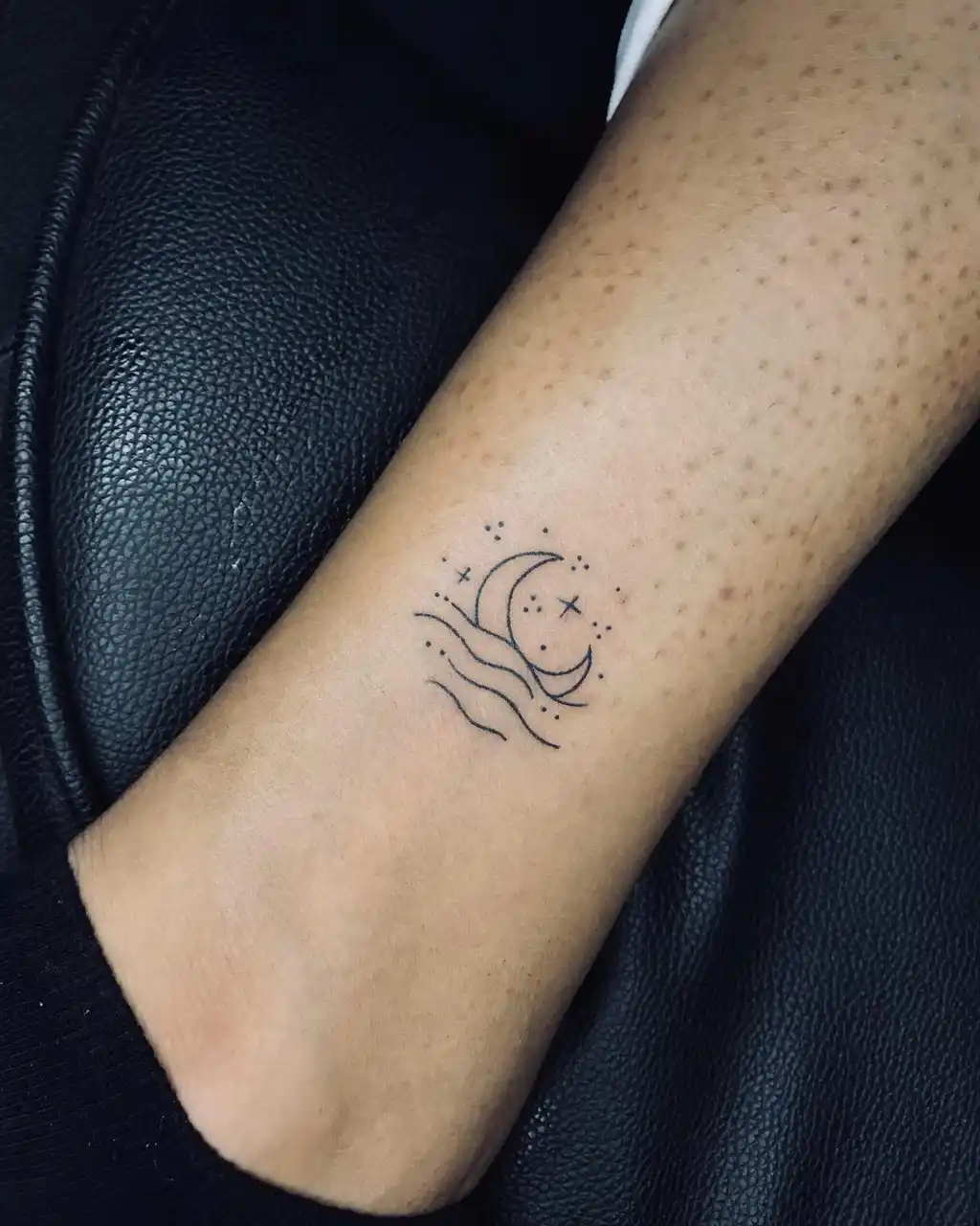 Moon and Waves Ankle Tattoos for Women