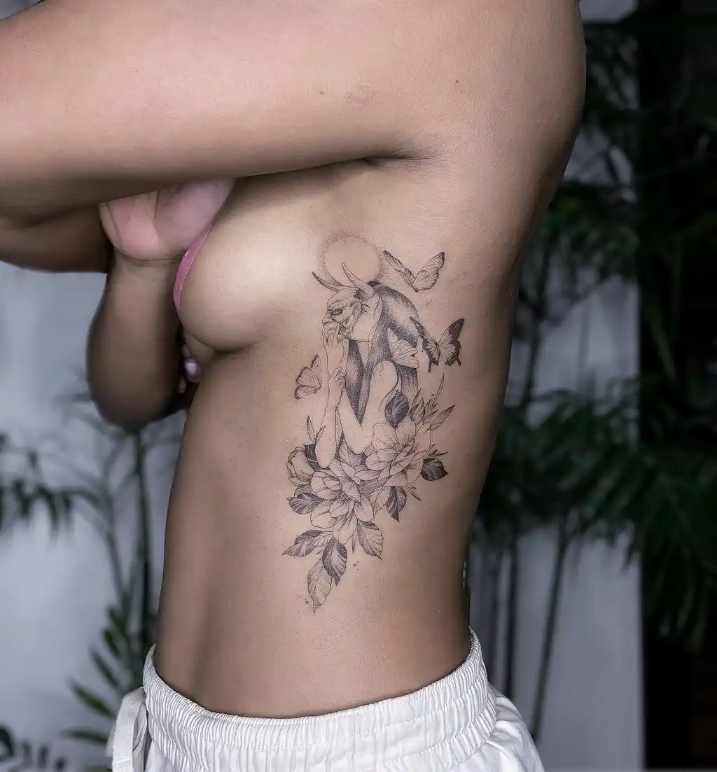 Mythical Beauty Rib Tattoos for Women