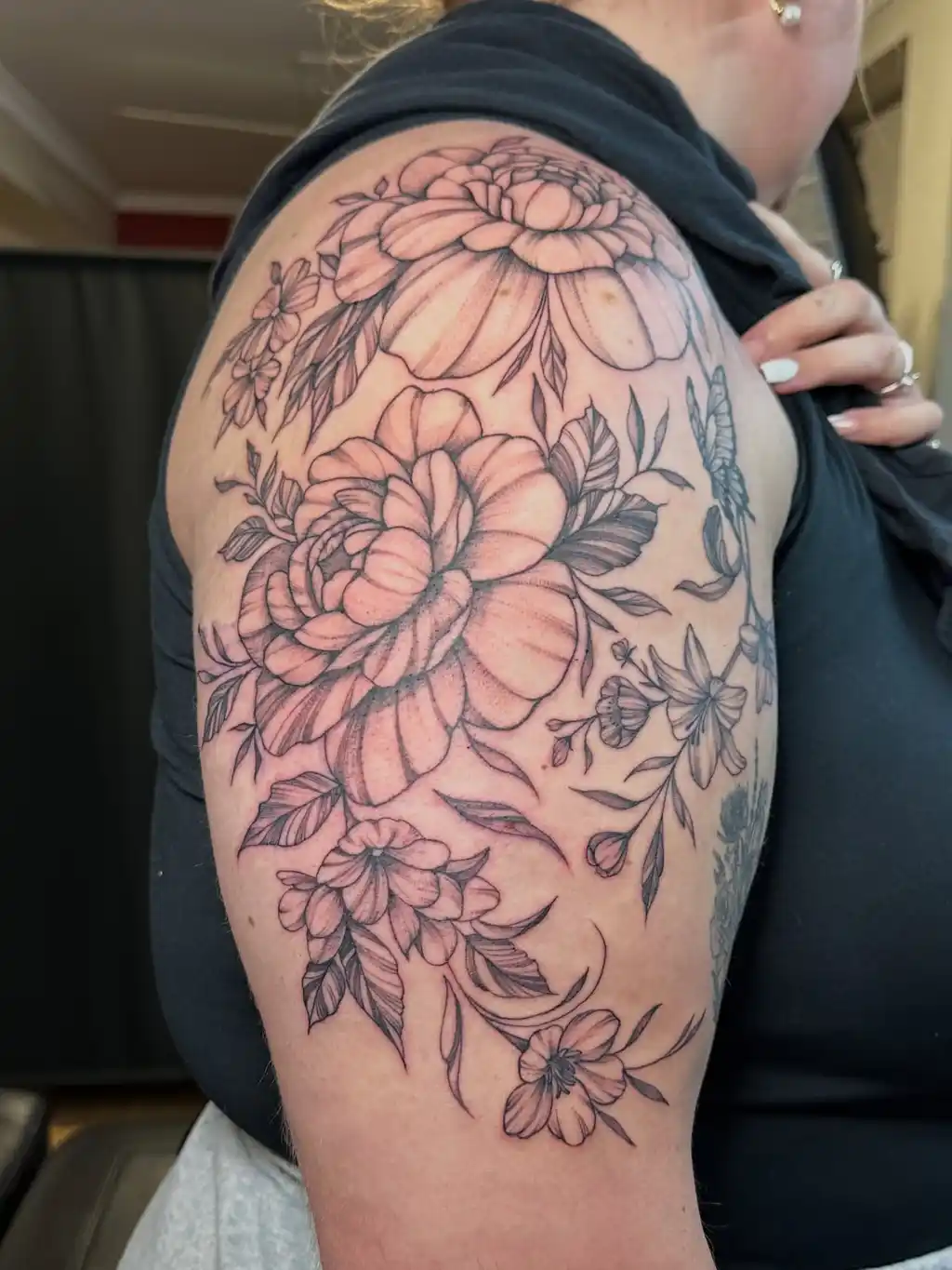Garden Bloom Upper Arm Tattoos for Women