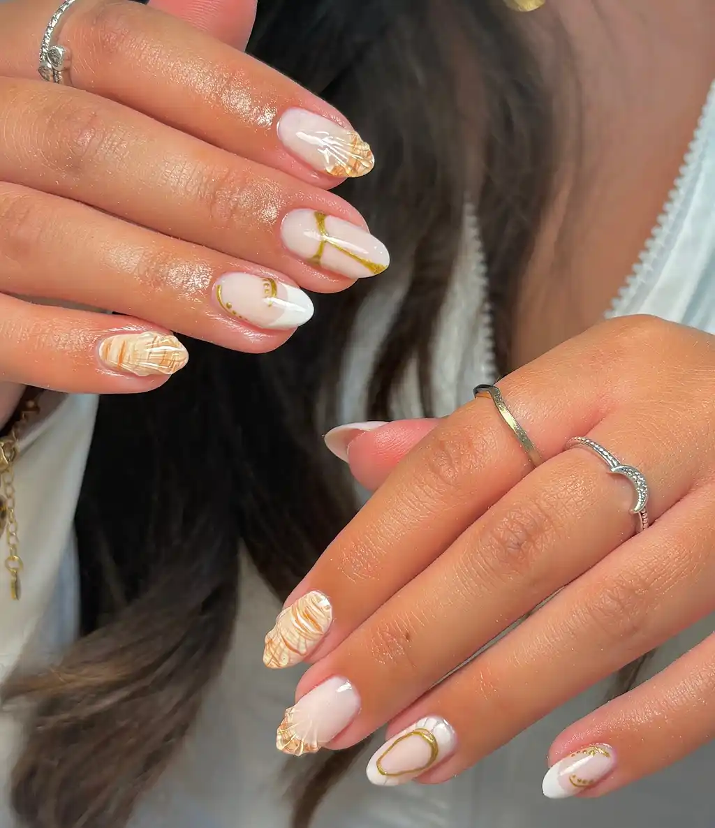 Golden Shell June Nails