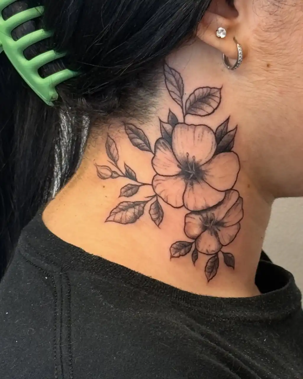 Floral Neck Tattoo Women