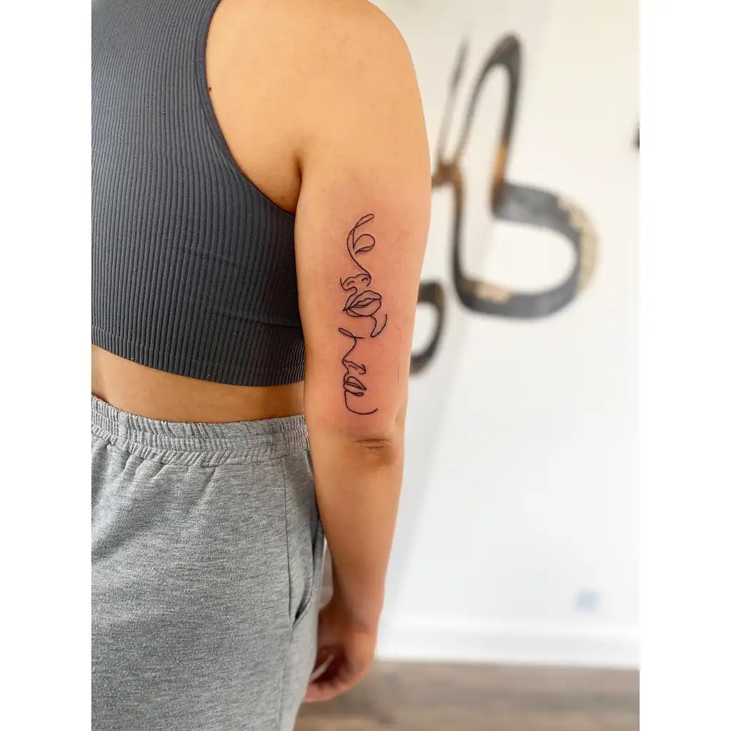 Vertical Line Art Arm Tattoos for Women