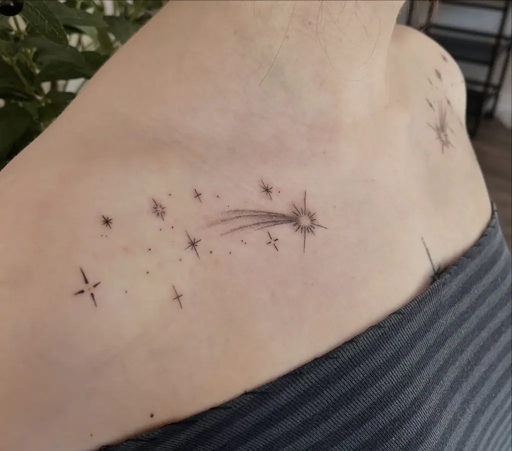 Shooting Star Collarbone Tattoos for Women
