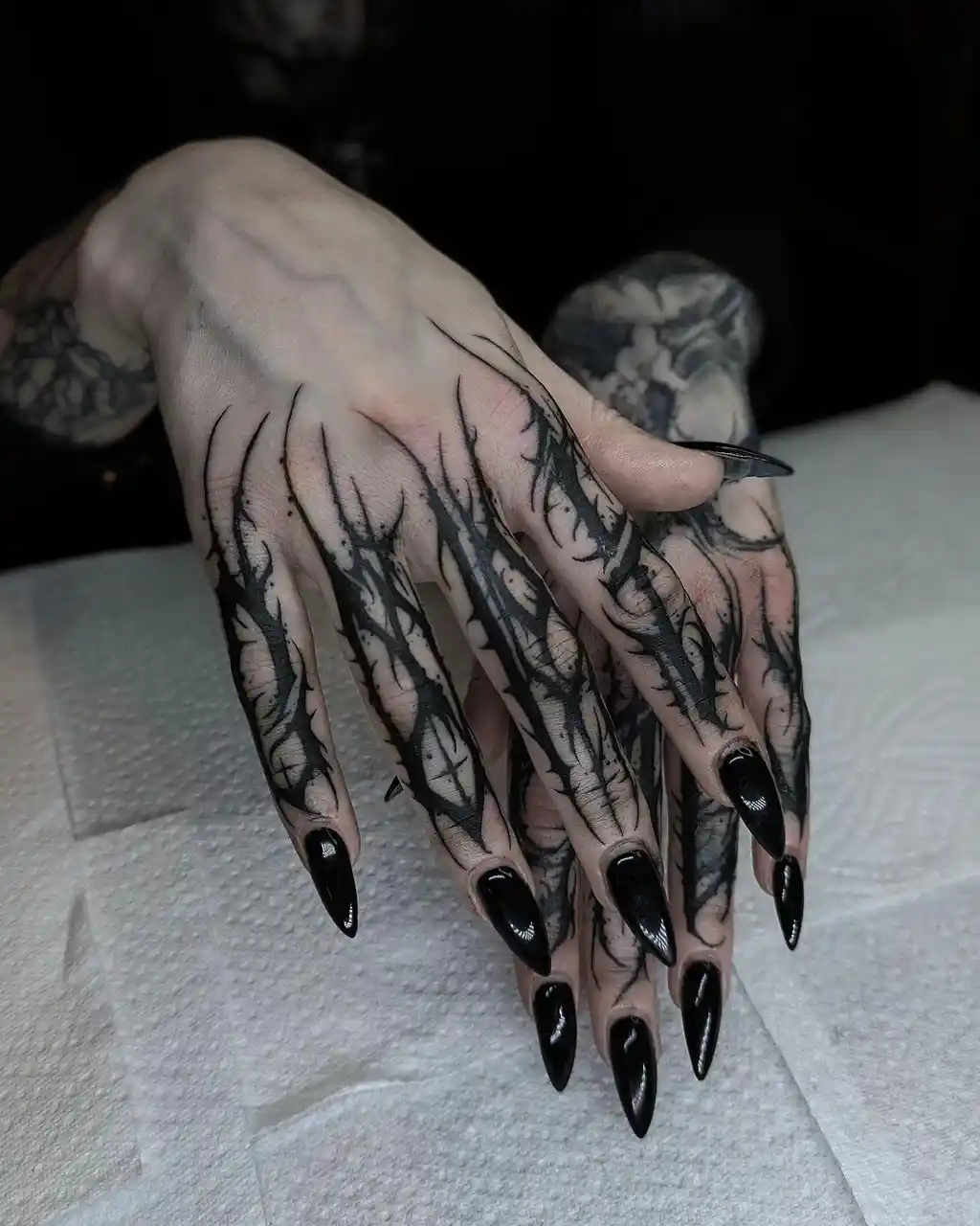 Black Flame Hand Tattoos for Women