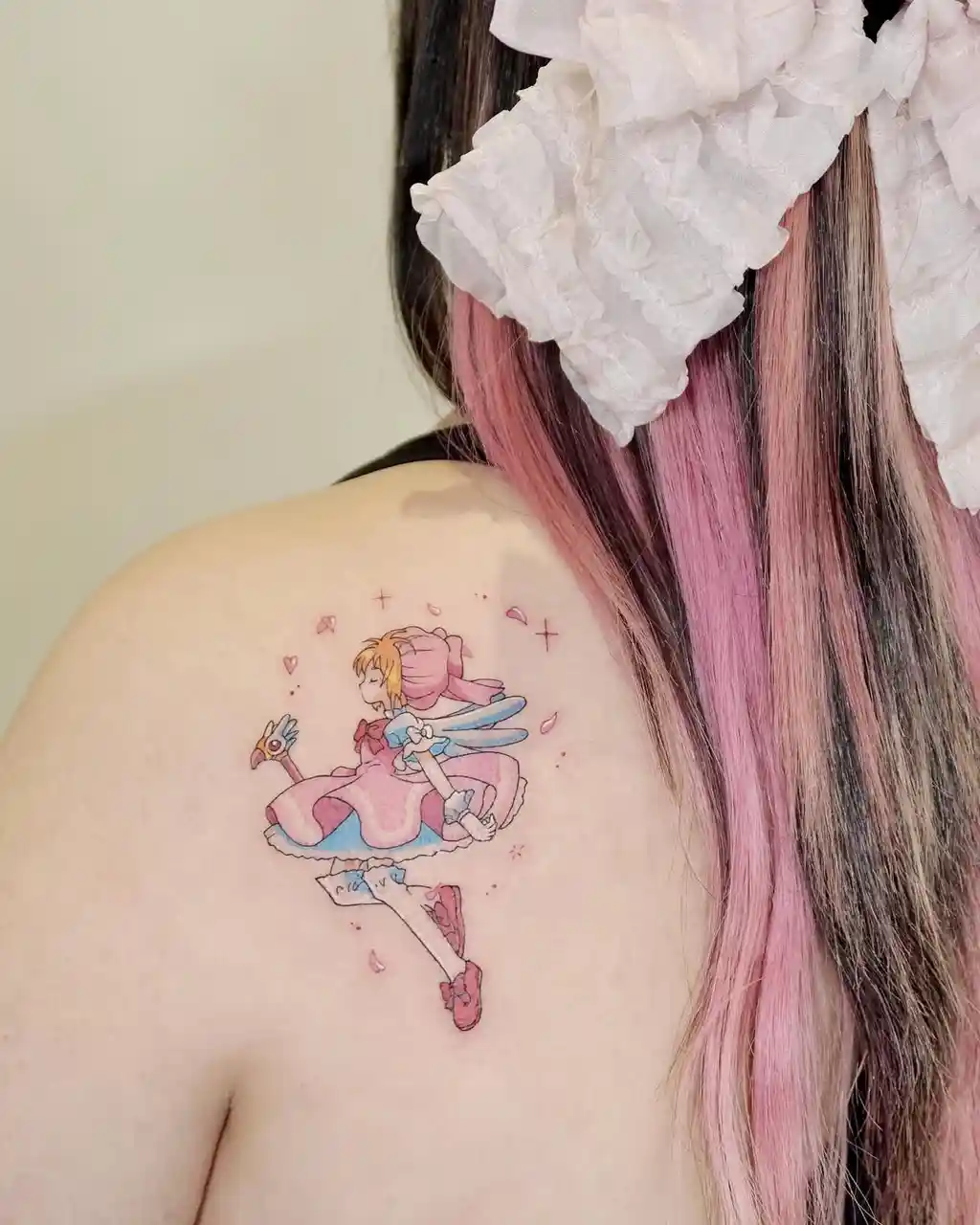 Anime Back Shoulder Tattoos for Women