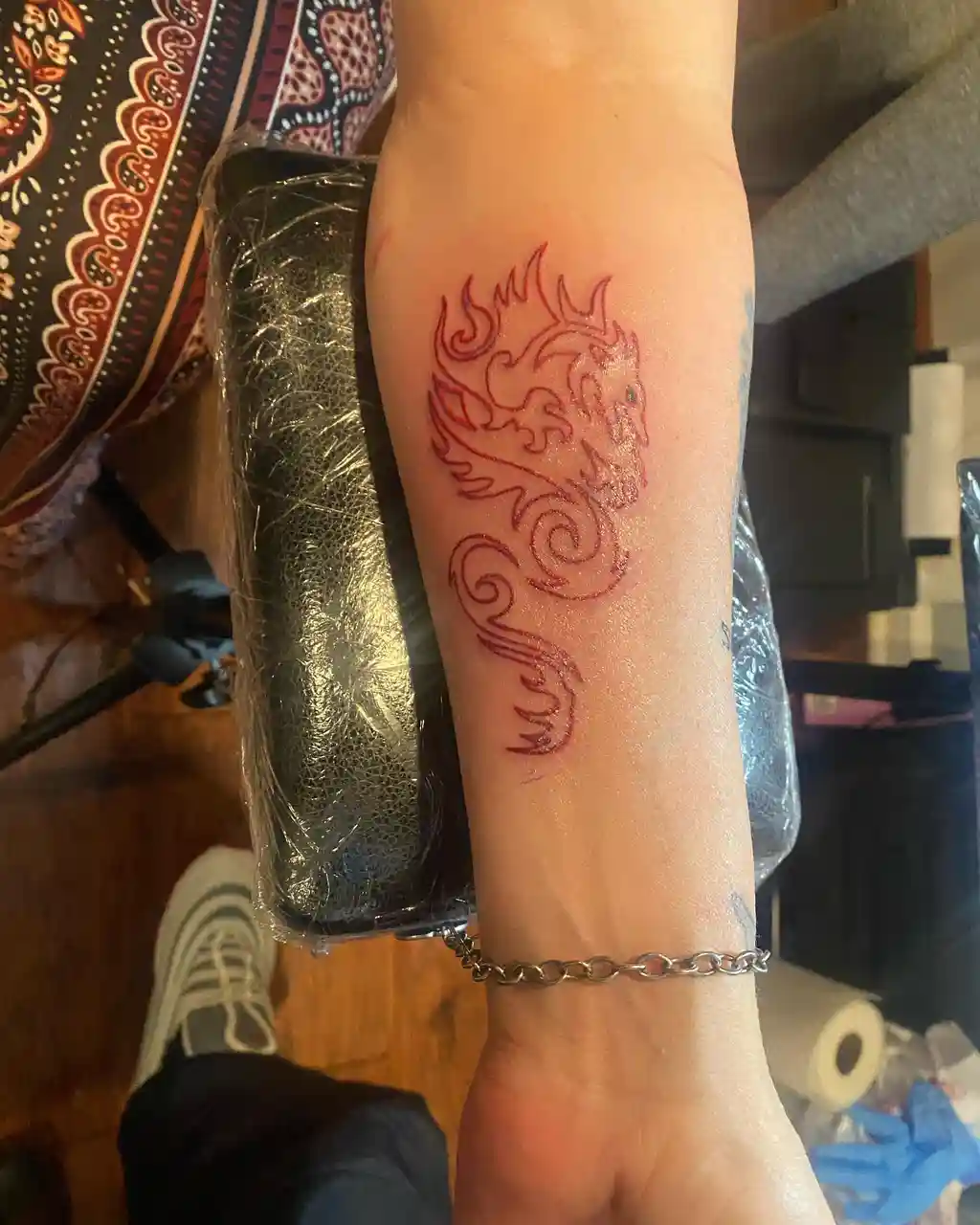 Red Dragon Forearm Tattoo Women