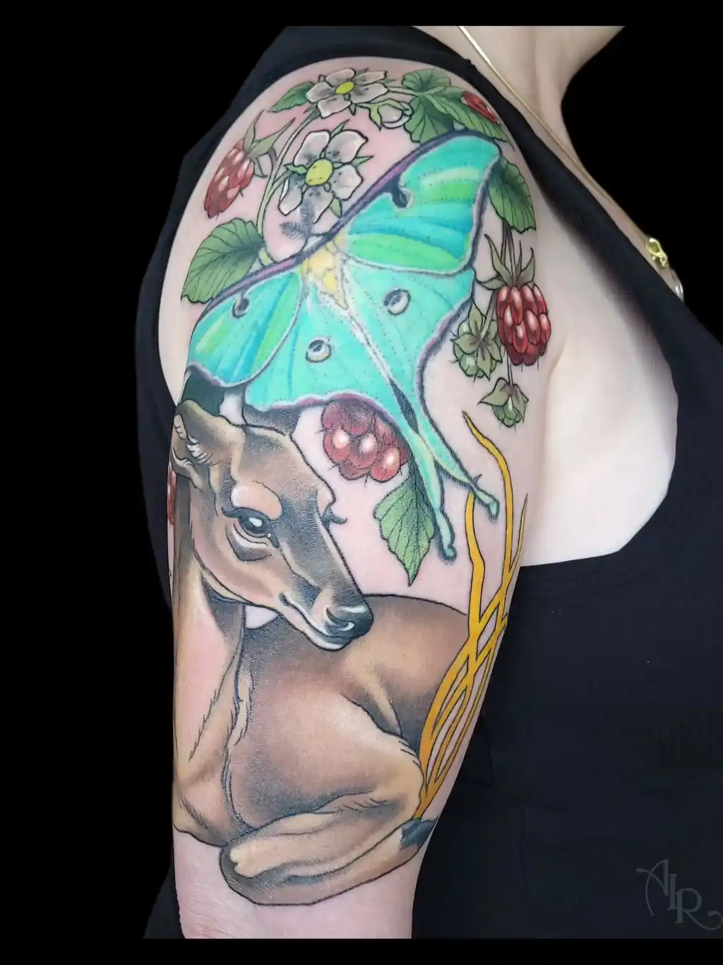 Forest Spirit Upper Arm Tattoos for Women