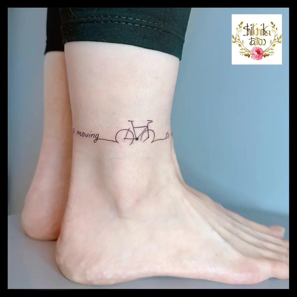 Bicycle Line Ankle Tattoos for Women