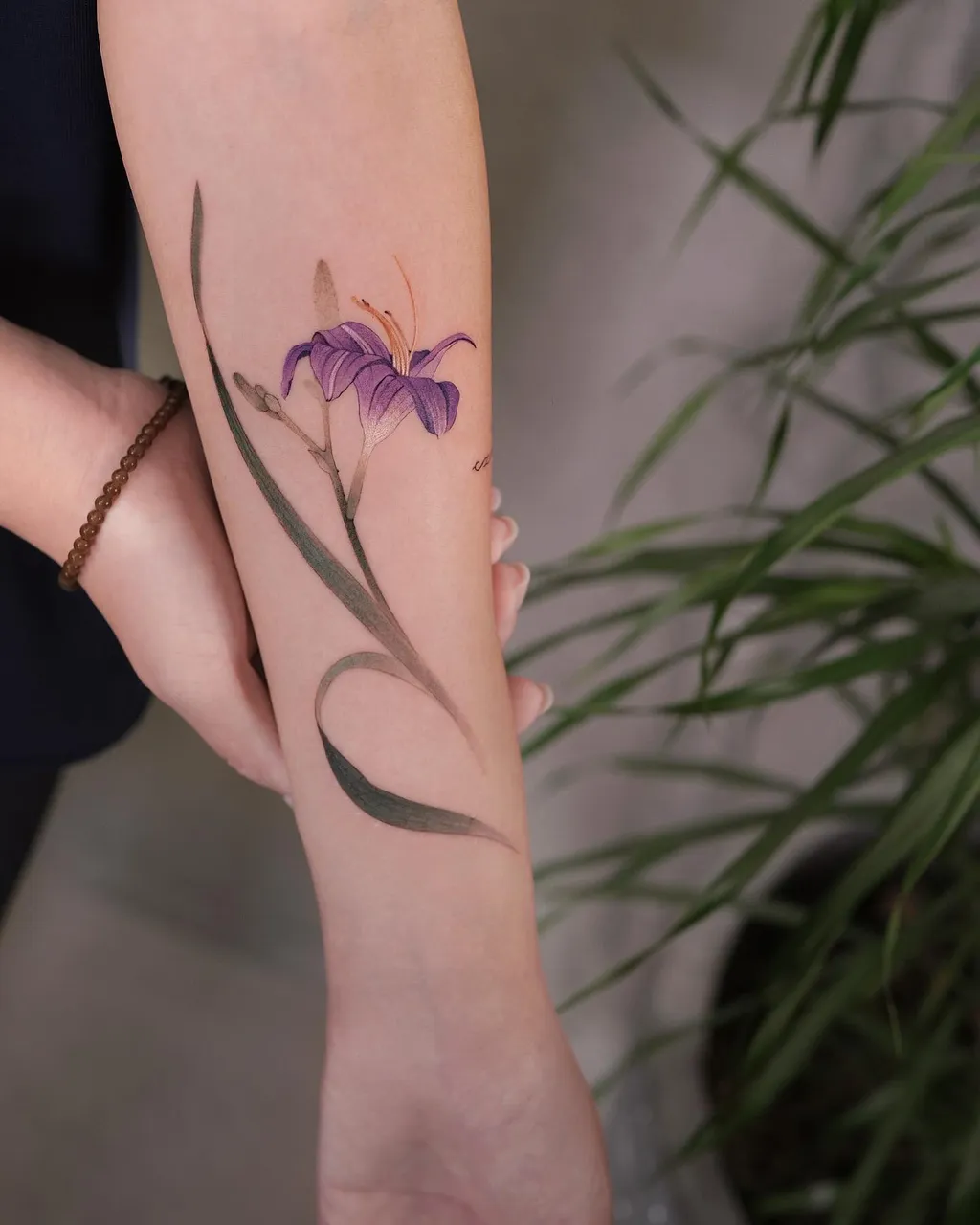 Watercolor Lily Arm Tattoos for Women