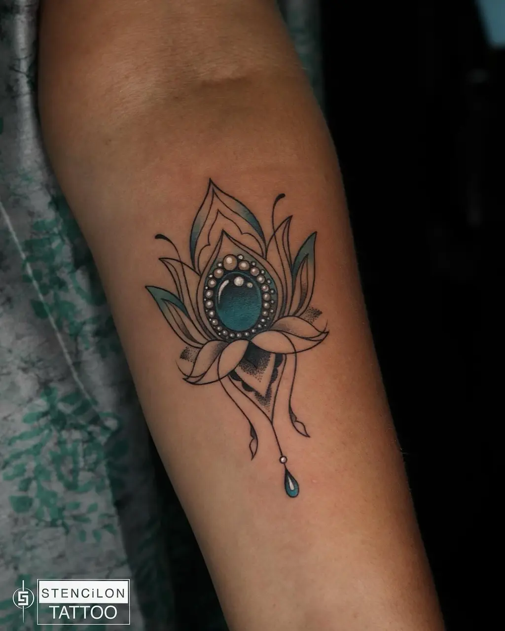 Blue Lotus Forearm Tattoo Women