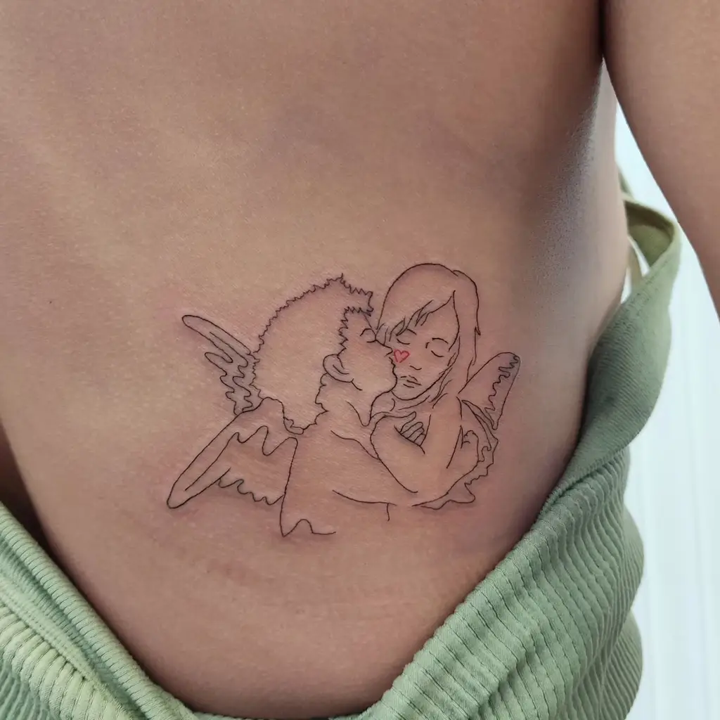 Angel Kiss Rib Tattoos for Women