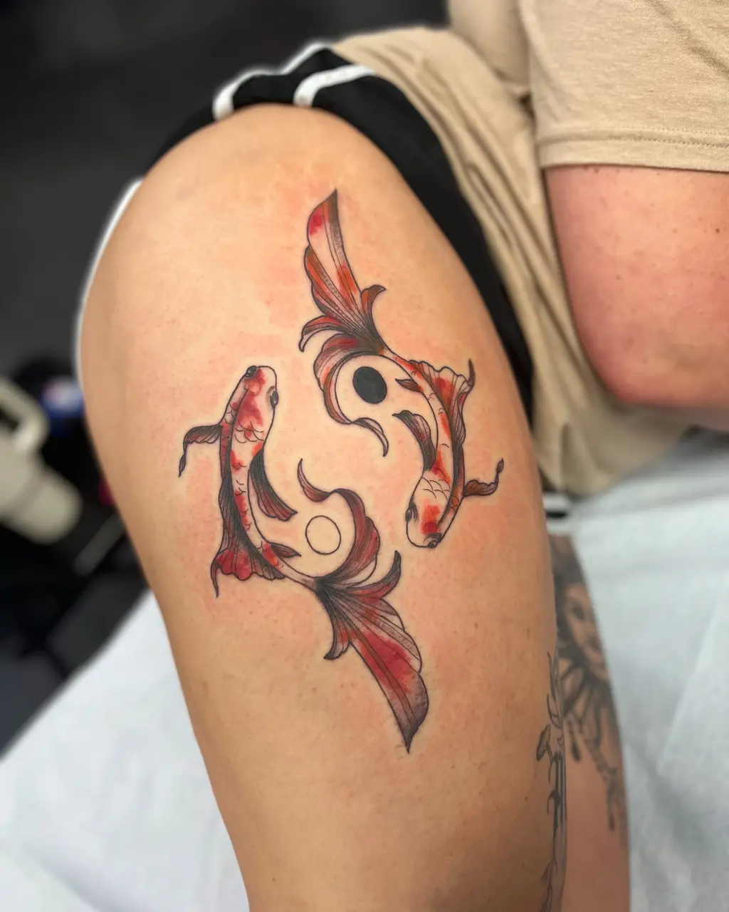 Thigh Tattoos for Women – Yin Yang Koi Fish