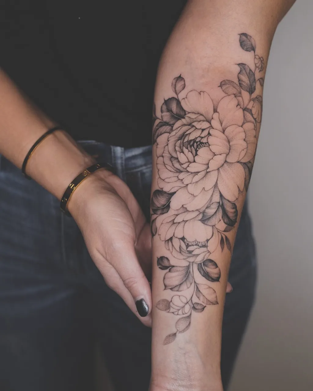 Peony Sleeve Arm Tattoos for Women