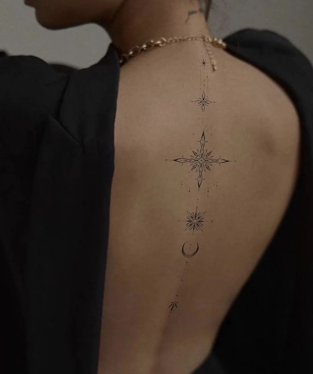 Back Tattoo for Women – Celestial Mandala Linework