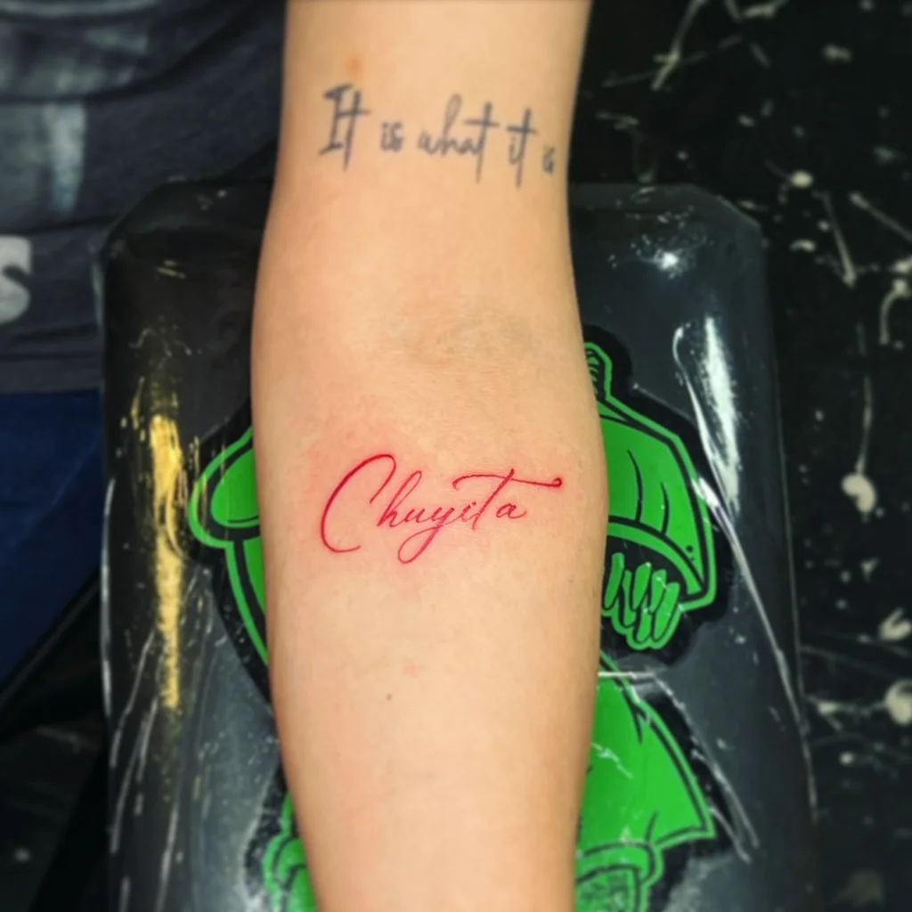 Name Script Forearm Tattoo Women