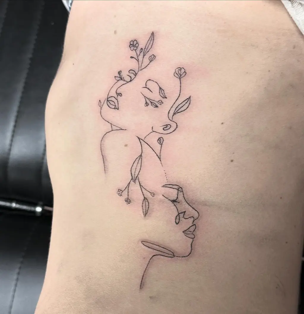 Floral Faces Rib Tattoos for Women