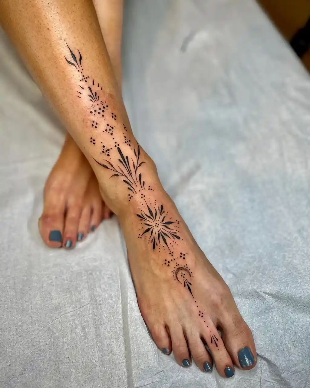 Mandala Burst Ankle Tattoos for Women