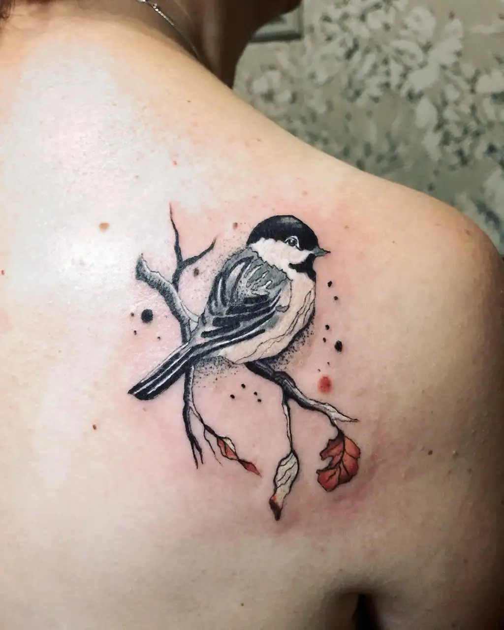 Sparrow Back Shoulder Tattoos for Women