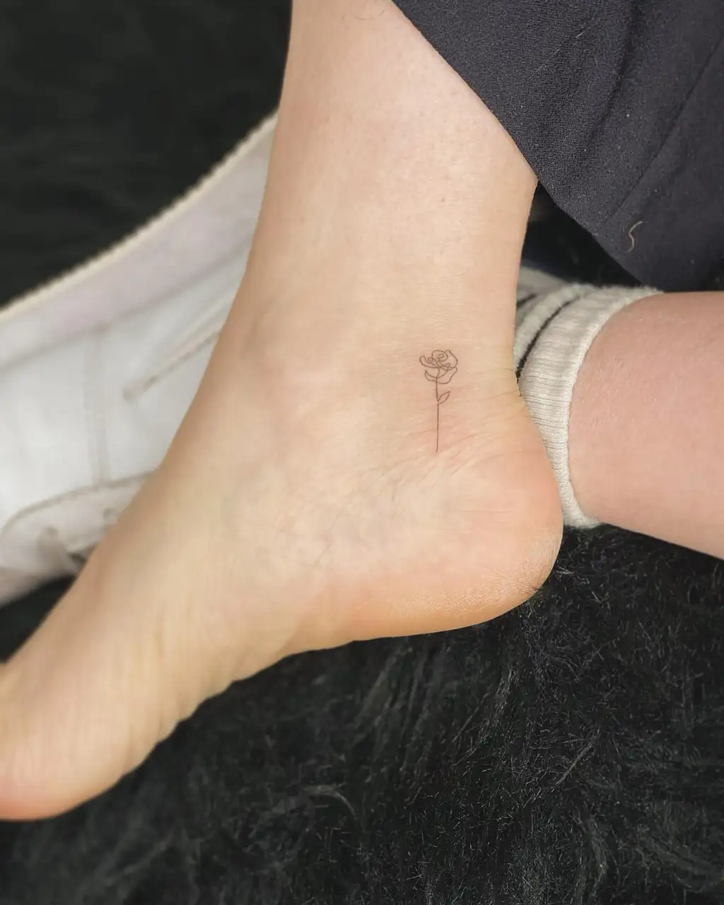 Minimal Rose Ankle Tattoos for Women