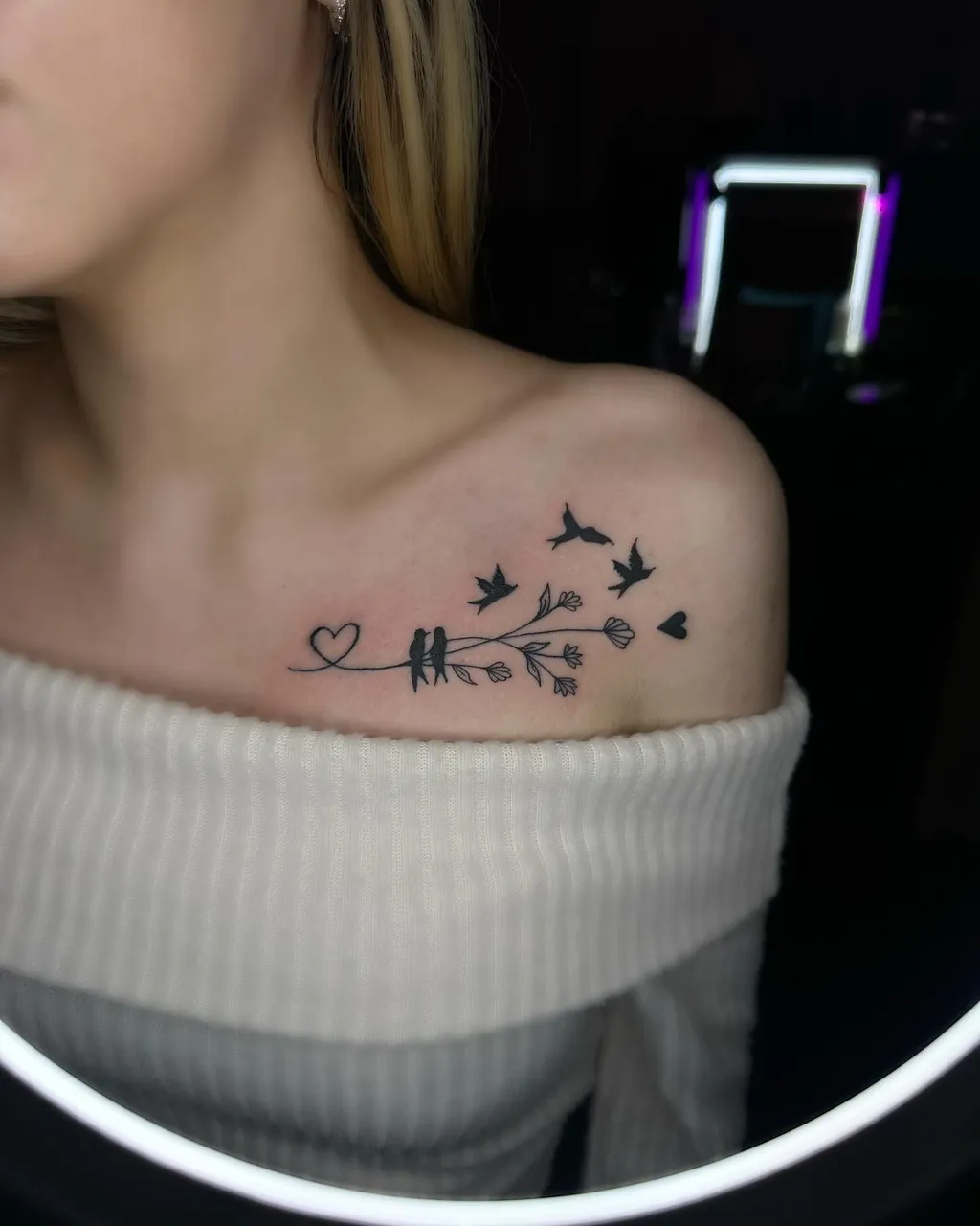 Love Birds Collarbone Tattoos for Women