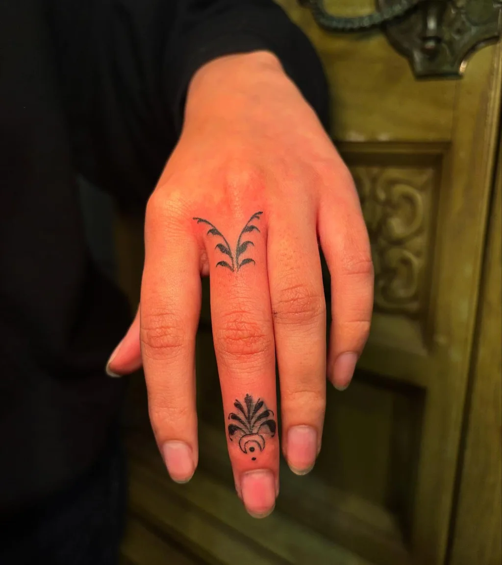 Ornamental Finger Hand Tattoos for Women