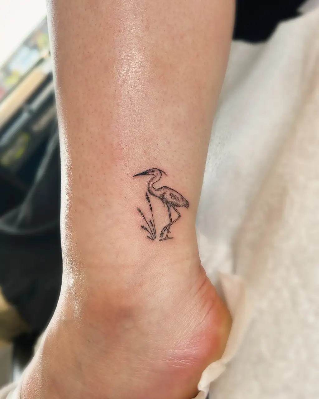 Heron Bird Ankle Tattoos for Women