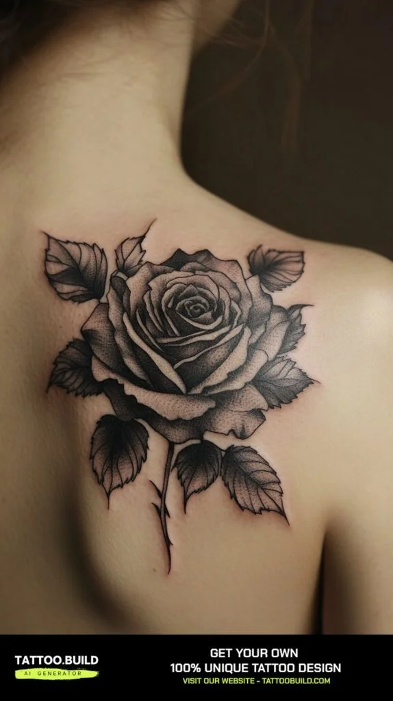 Rose Back Shoulder Tattoos for Women