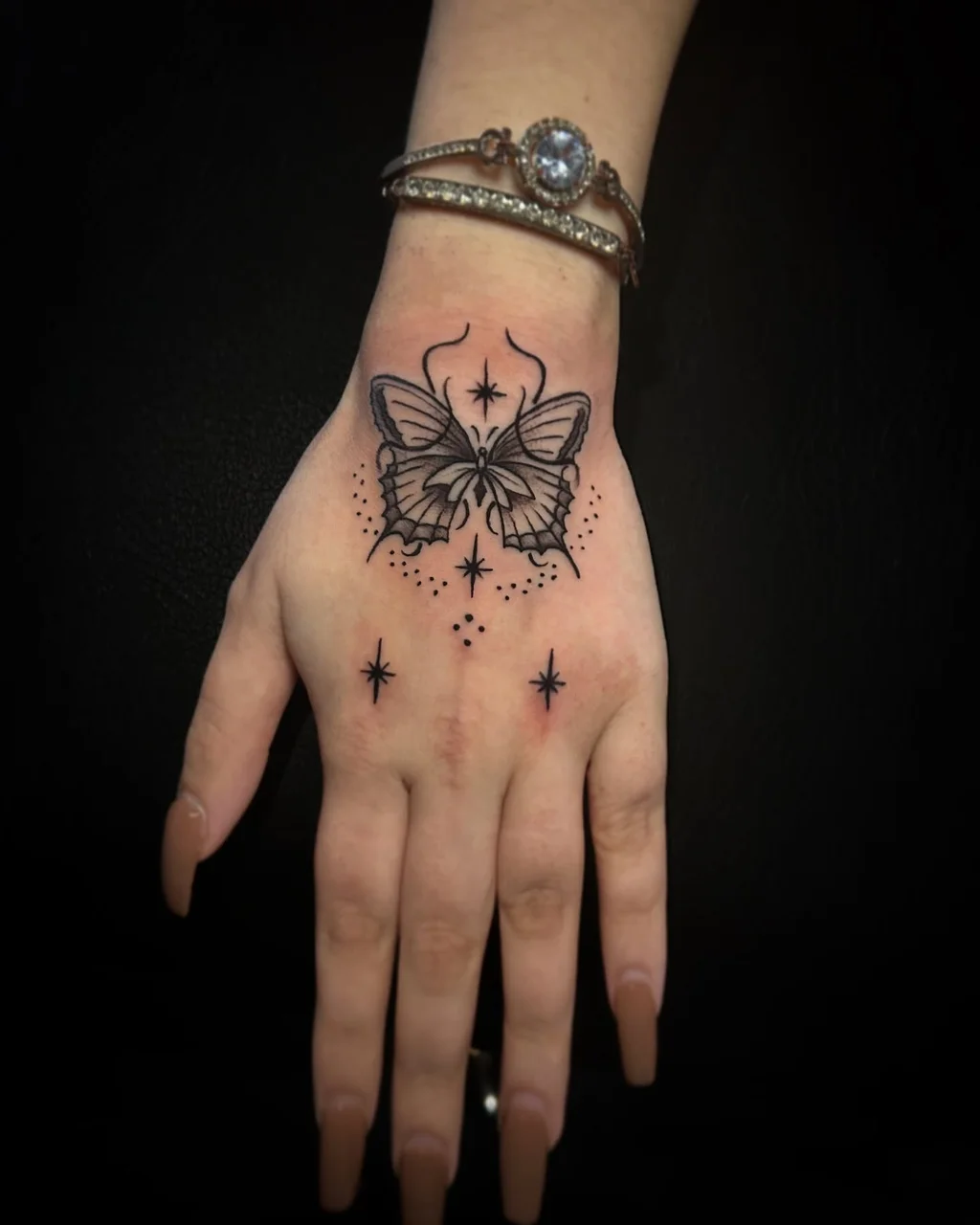 Butterfly Sparkle Hand Tattoos for Women
